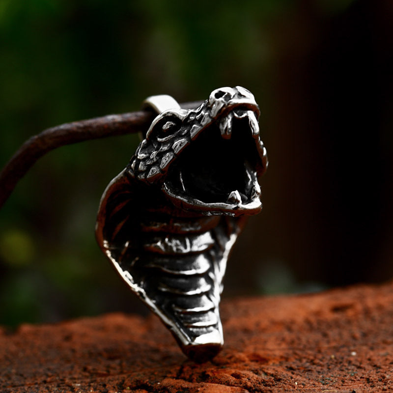 Titanium Steel Cobra Zodiac Snake Pendant for Men - Wholesale Jewelry