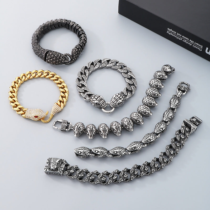 Rock Inlaid Zircon Snake Element Series – Snake Head Bracelet