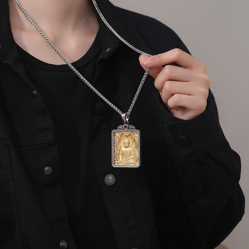 Steel Necklace – Elegant Buddha Zodiac Pendant