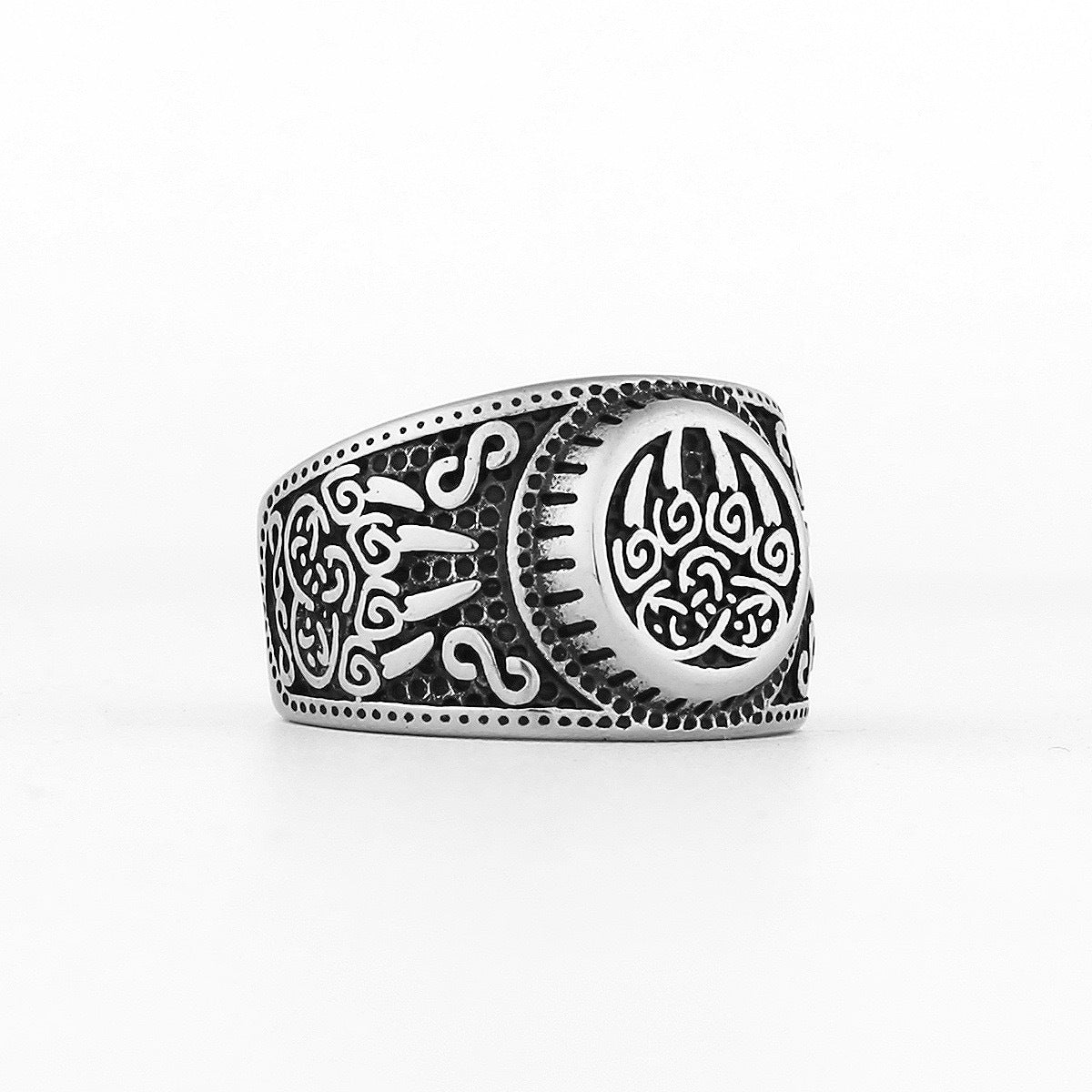 Planderful Everyday Genie Mens Viking Bear Claw Rune Ring Steel Bold Dominant Masculine Accessory