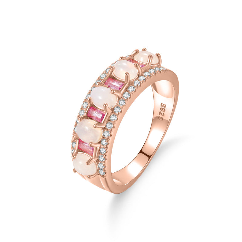 TikTok Xiaohongshu Explosive Ring Sapphire S925 Sterling Silver Set w ...