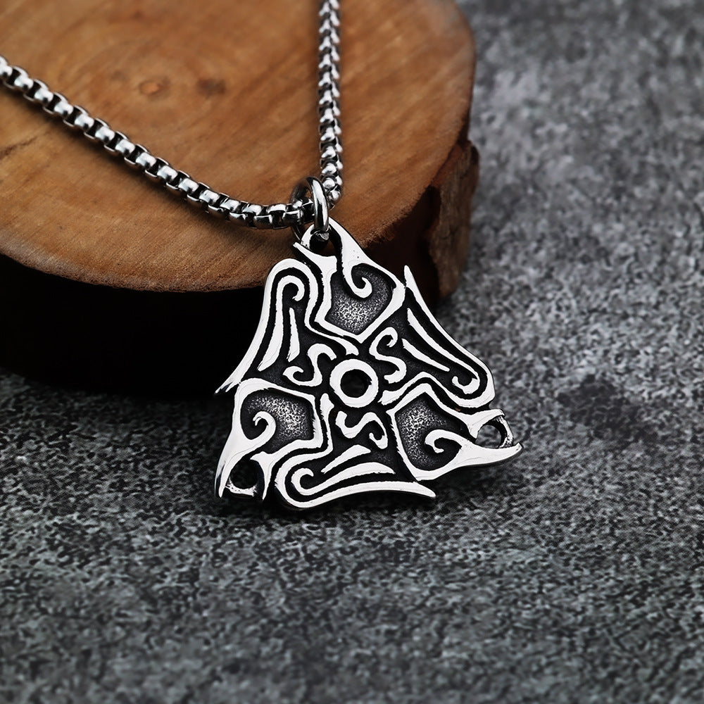 Viking Pendant Necklace For Men Durable Stainless Steel Crow Totem Norse Legacy By Planderful