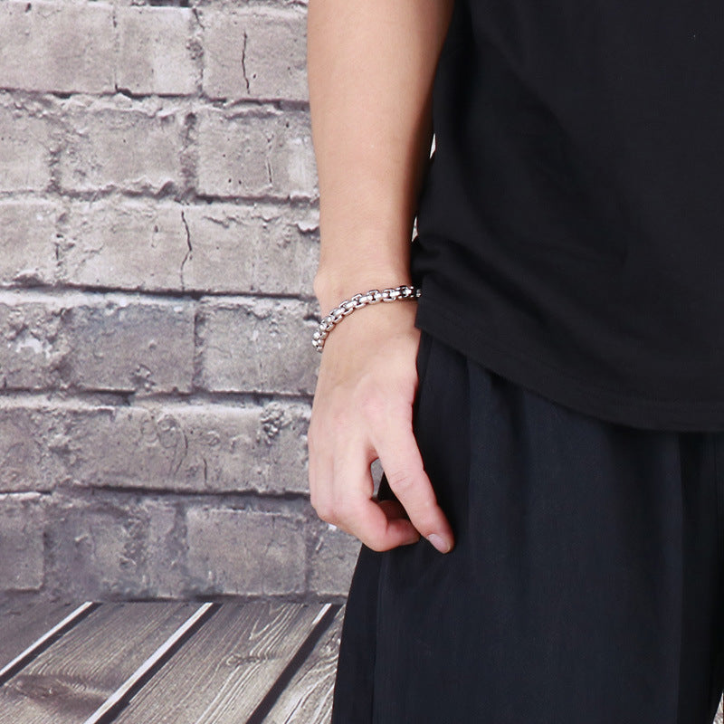 Stainless Steel, Trends, Edging Square Pearl Chain, Titanium Steel Men's Necklace Bracelet.