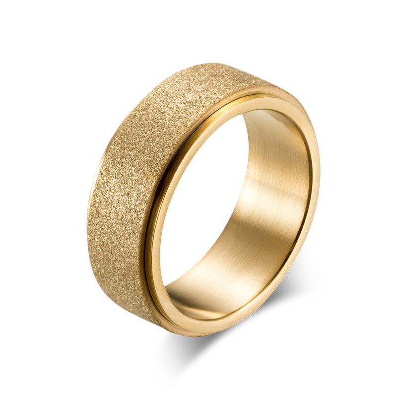 Titanium Steel Rotary Ring K Gold Anxiety Reliever for Men