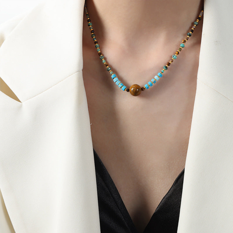 Bohemian Agate Stone Handmade Necklace - Retro High-end European American Jewelry