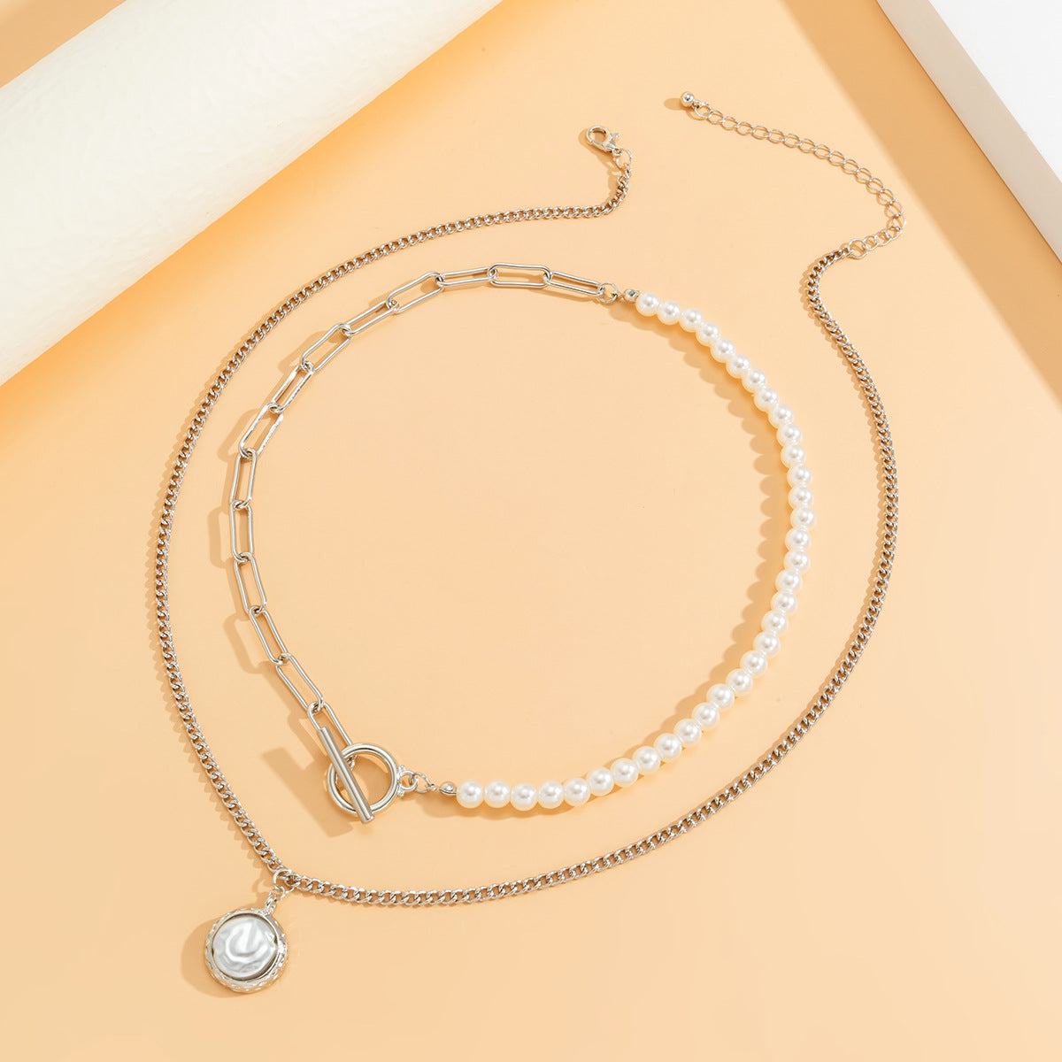 Planderful Vienna Verve Cross Necklace With Imitation Pearl Accent Retro Metal Pendant For Women