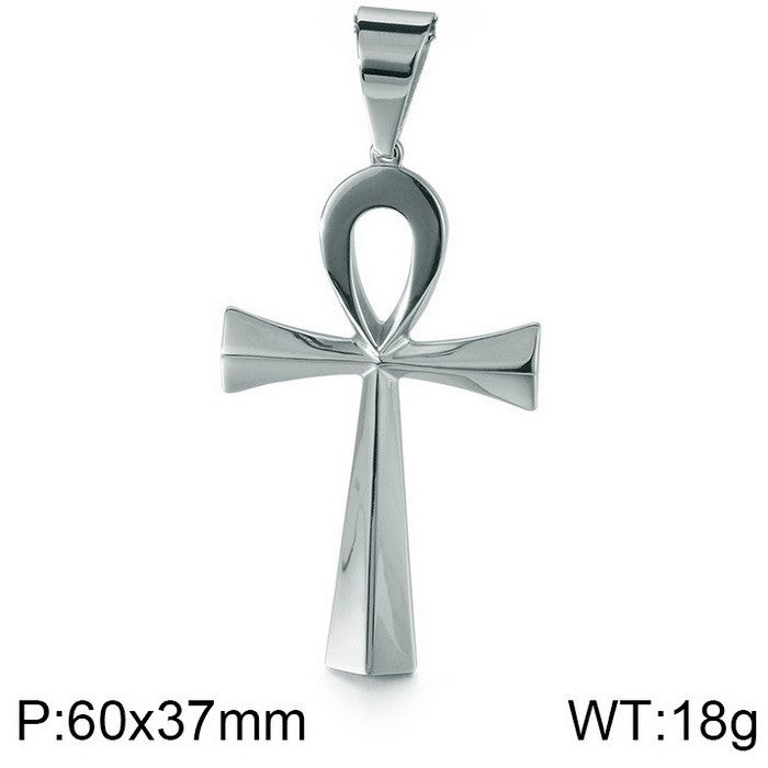 Planderful Anka Cross Necklace For Men Smooth Titanium