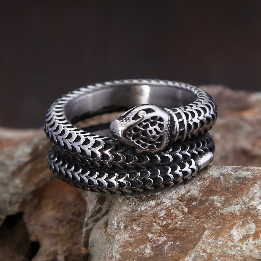 Punk Viking Snake Stainless Steel Men's Ring