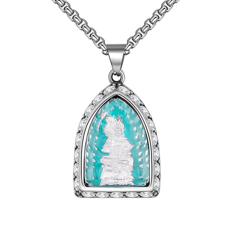 Steel Necklace – Statement Zodiac Buddha Pendant