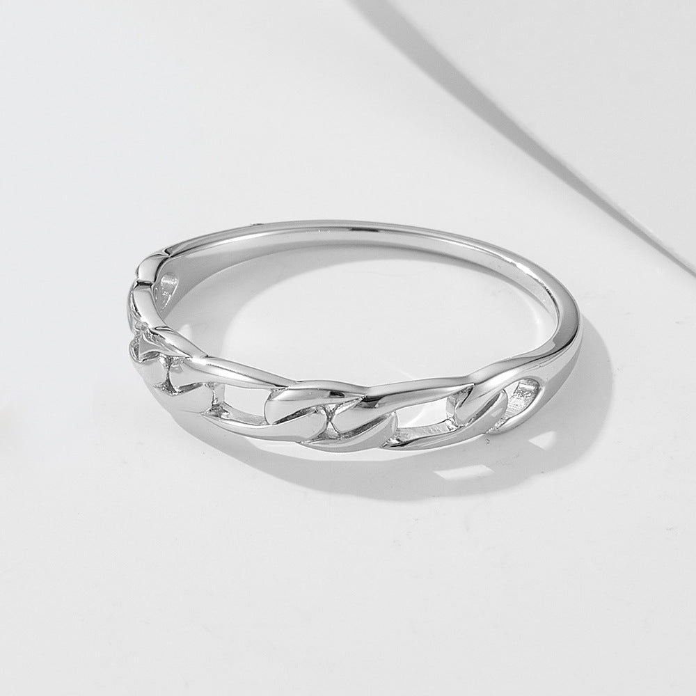 Sterling Silver Chain Ring Buckle Hollow Ring Jewelry