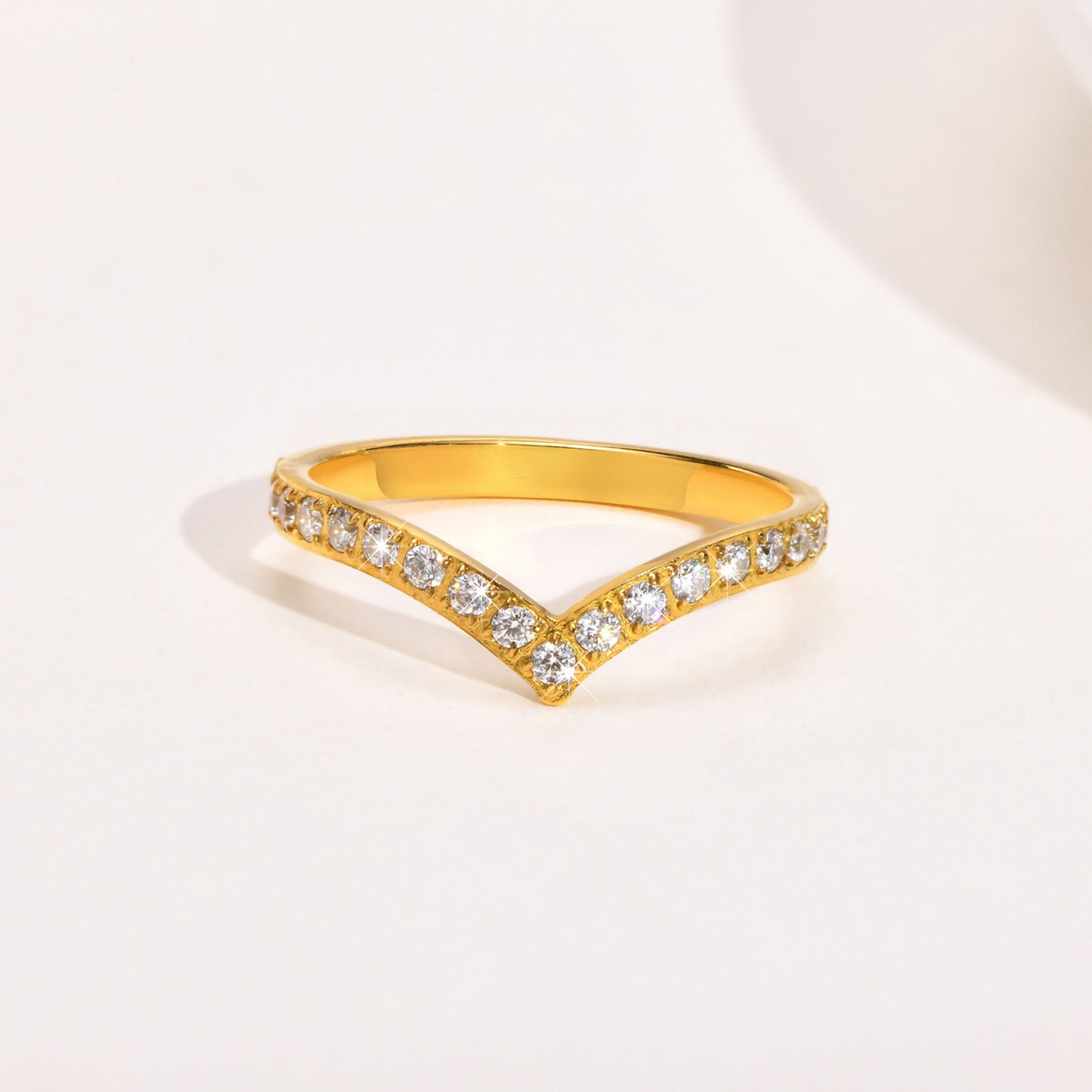 Women's Fashion Accessories Stainless Steel Zircon Ring Gold