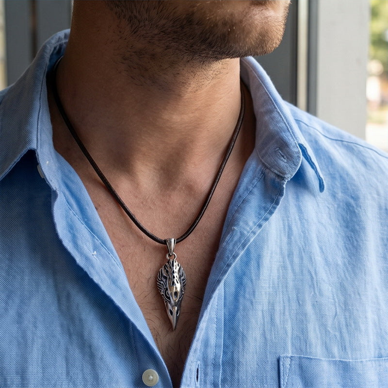 Punk Style Bird Of Prey Eagle Pendant Retro Smeared Eagle Wing Owl Necklace