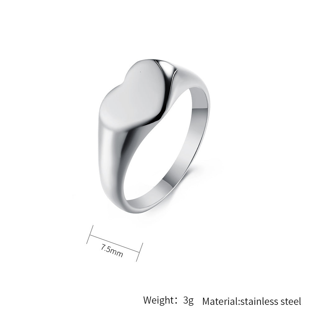 Planderful Heart Shape Titanium Steel Ring For Women Luxurious Everyday Wear Elegant Gift