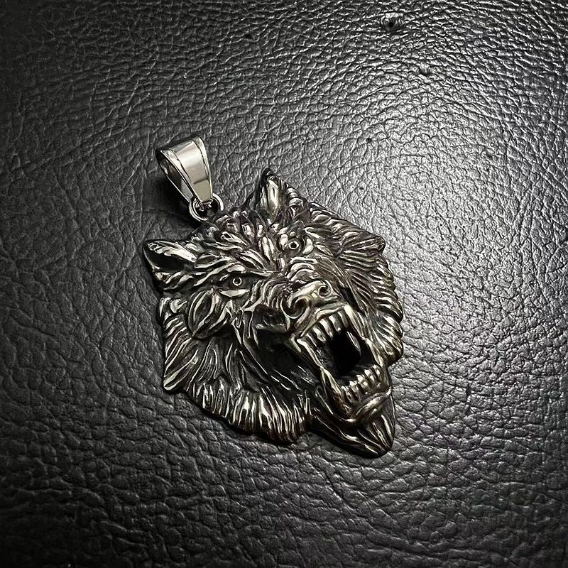 Stainless Steel Necklace – Nordic Viking Wolf Head Gold Plated Elegant Unisex Jewelry