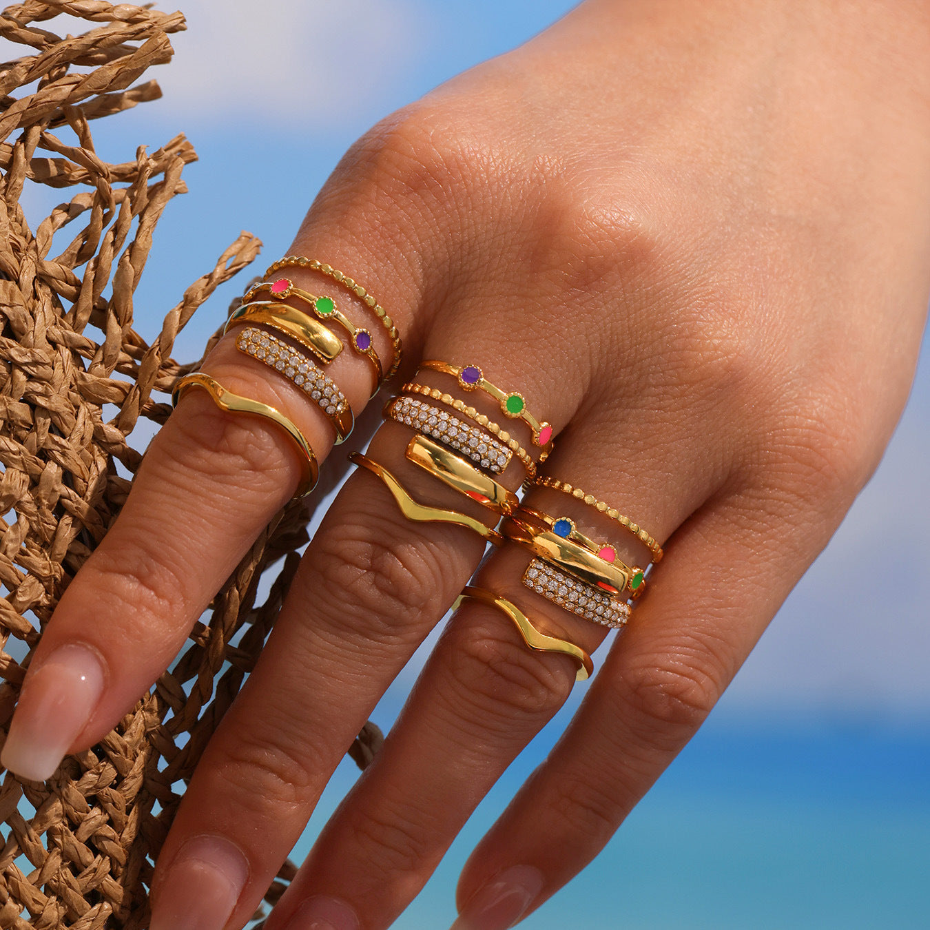 Planderful Dopamine Drip Devils Eye Bracelet Ring Set Women