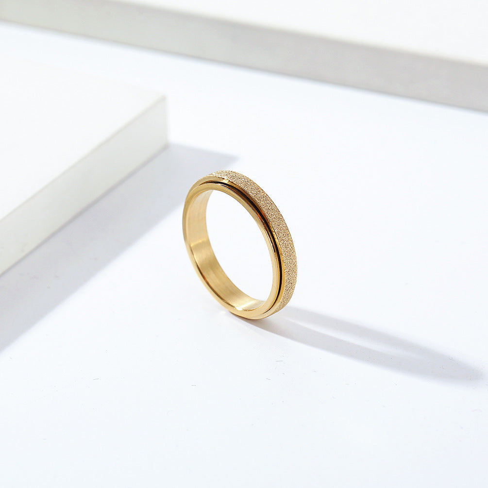 Planderful Unisex Pearl Sand Titanium Steel Rotating Ring For Men And Women Wedding Proposal Jewelry