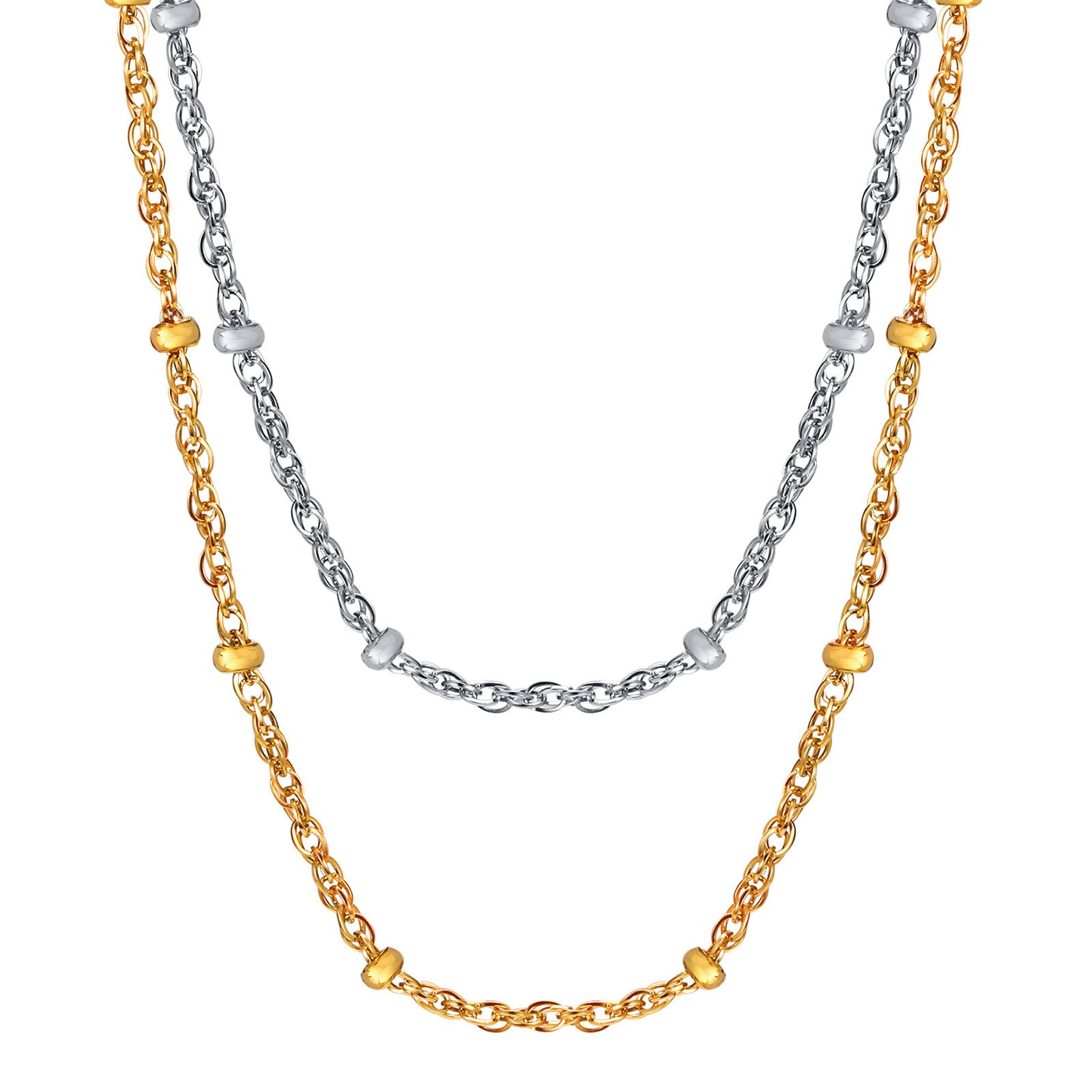 Stainless Steel Water Wave Bead Chain Necklace Bracelet Titanium Steel Collarbone Chain