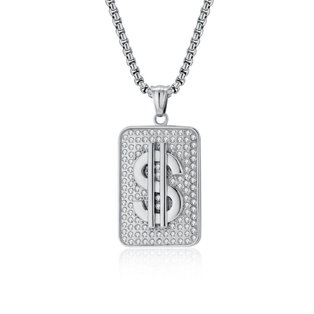 European and American Hip Hop Titanium Steel Gold Pendant Necklace