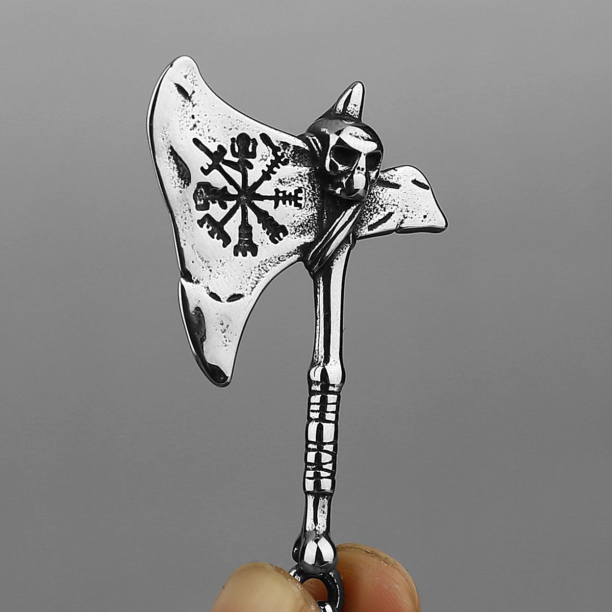 Planderful Nordic Viking Axe Pendant Necklace Titanium Steel For Men Bold Gift Ready