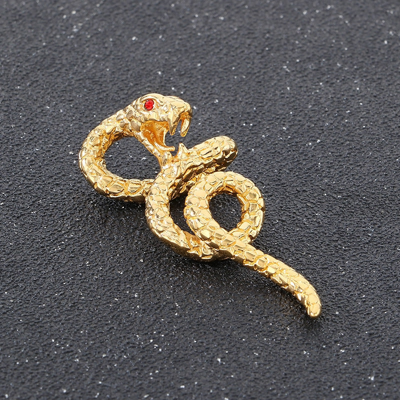 Planderful Mens Snake Pendant Gold Plated Titanium Necklace