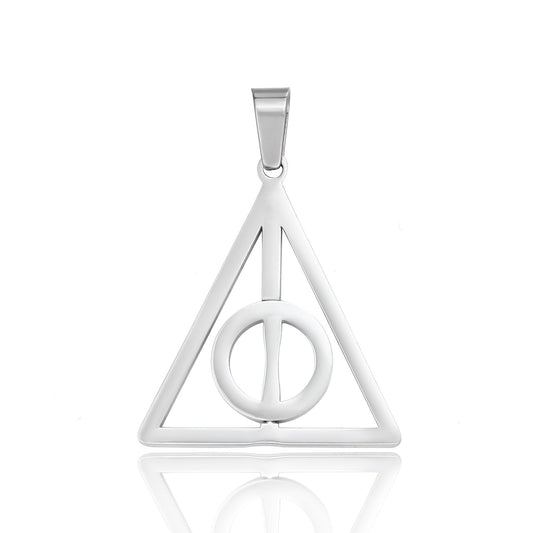 Triangular Rotating Pendant in Titanium Steel Inspired by Deathly Hallows for Men - European and American Film and Television Jewelry