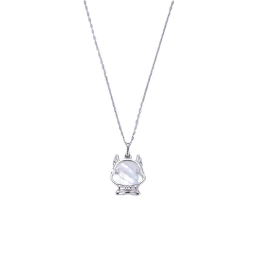 Mother of Pearl Dragon Baby Pendant Sterling Silver Necklace