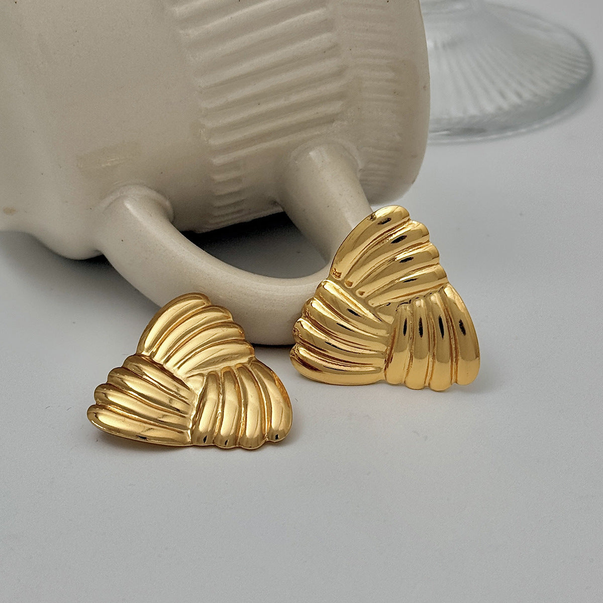 Planderful Stainless Steel Knot Stud Earrings Geometric Texture For Women Statement Vienna Verve