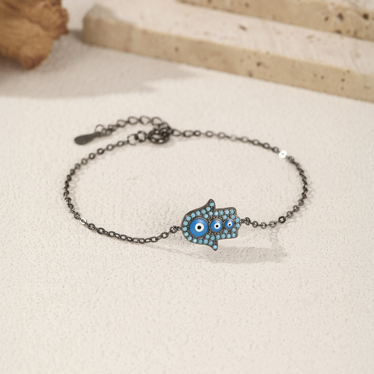 925 Sterling Silver Black Turquoise Two-Tone Bracelet