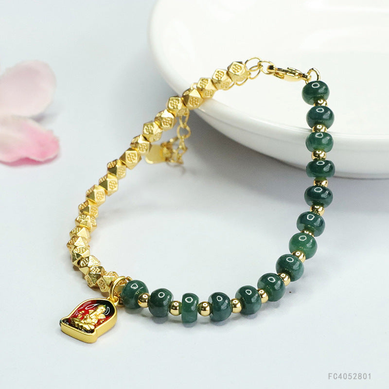 Blue Water Jadeite Abacus Bead Style 2 Bracelet