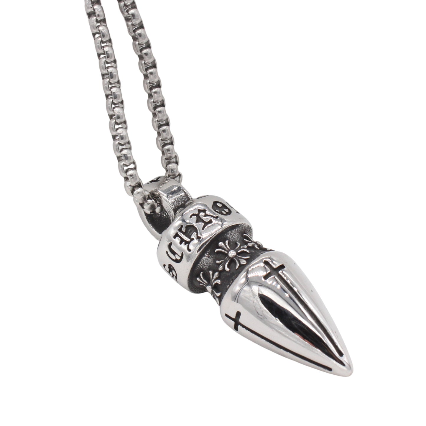 Titanium Steel Pendant Cross Bullet For Men And Women Retro Style Necklace Planderful