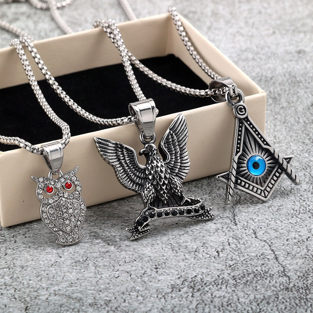 Vintage Stainless Steel Pendant Necklace
