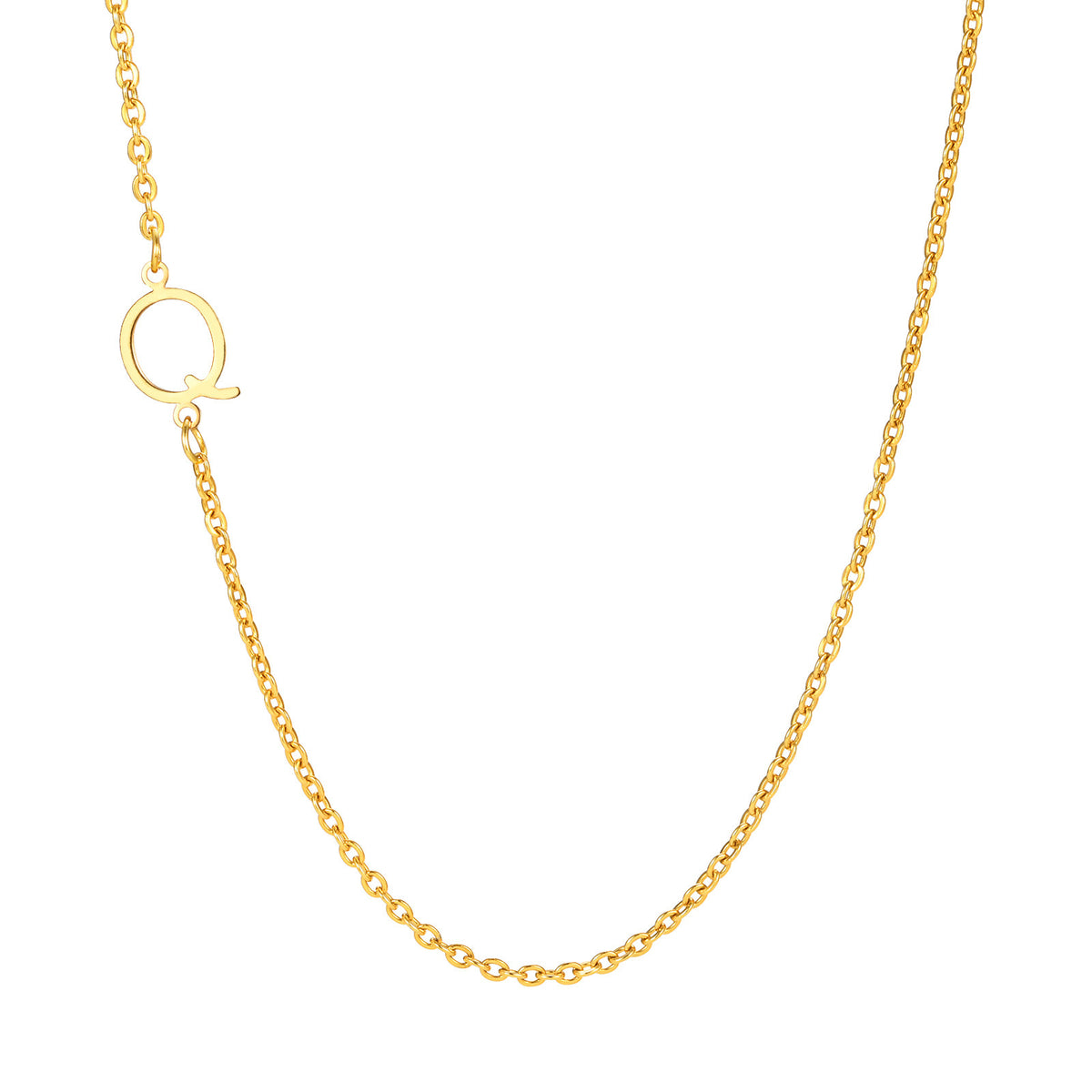 Stainless Steel Flat Cross Chain Letter Necklace Gold Collarbone Chain Letter