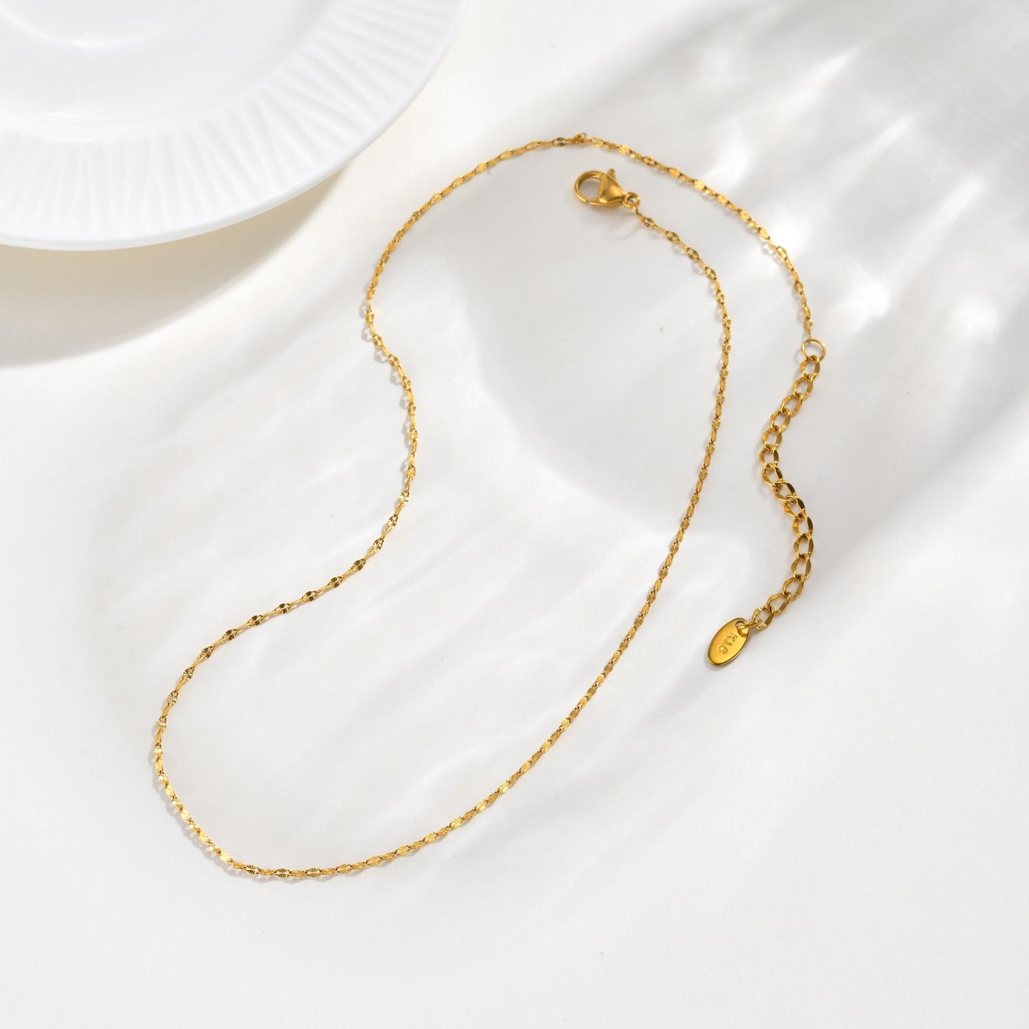Trends Wish Stainless Steel Embossed Lip Chain Embossed Small Square Chain Character Necklace