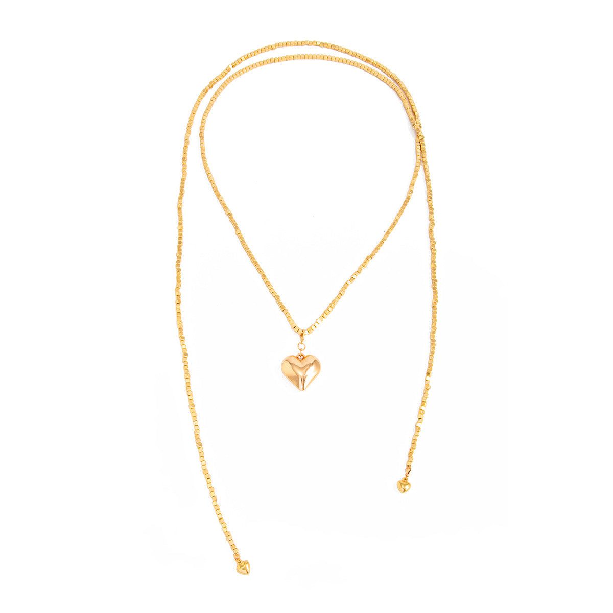 Special-Shaped Ccb Beaded Necklace Love-Shaped Fringed Y-Shaped Long Wrapped Neck Chain