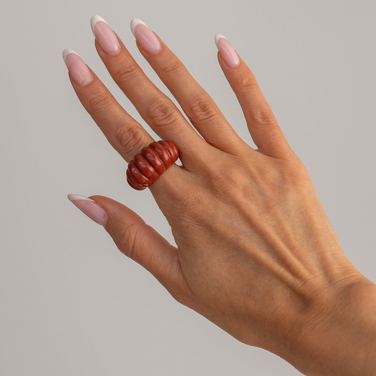 Planderful Resin Ring Vienna Verve Retro Color Striped Wide Face Bold Statement Jewelry For Trendsetters