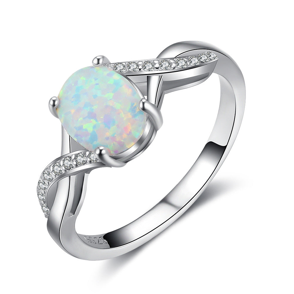 Planderful Jewelry Opal Ring In Sterling Silver S925 For Women Elegant European Style Jewelry Gift Idea