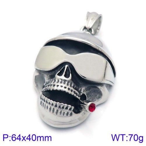 Extravagant Skull Mask Pendant - Vintage Zircon-Set Titanium Steel Ghost Head Necklace for Men