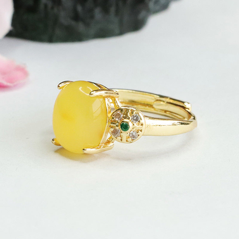 Antique Female Sterling Silver Arm Ring with Beeswax Amber