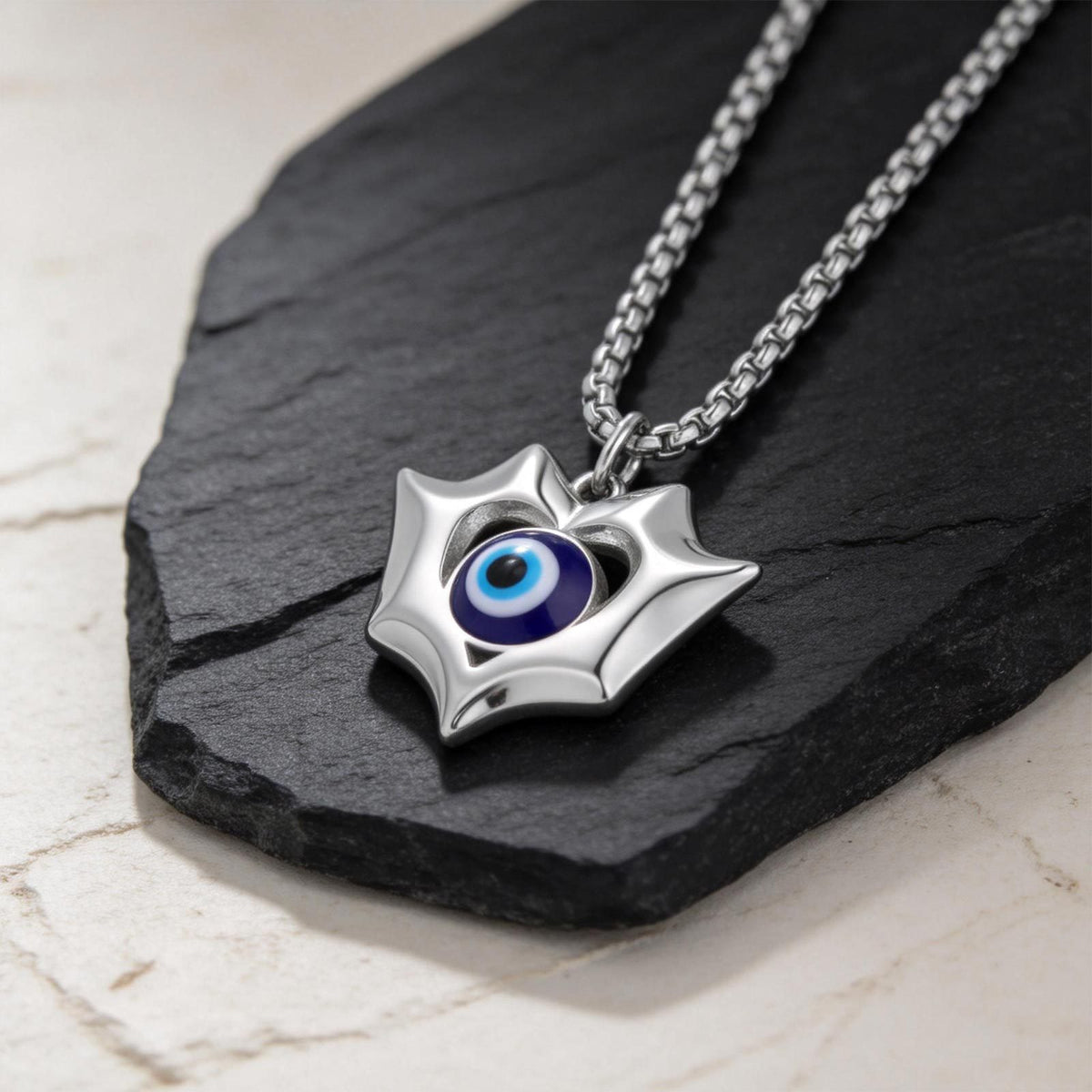 Devil's Eye Heart Stainless Steel Pendant
