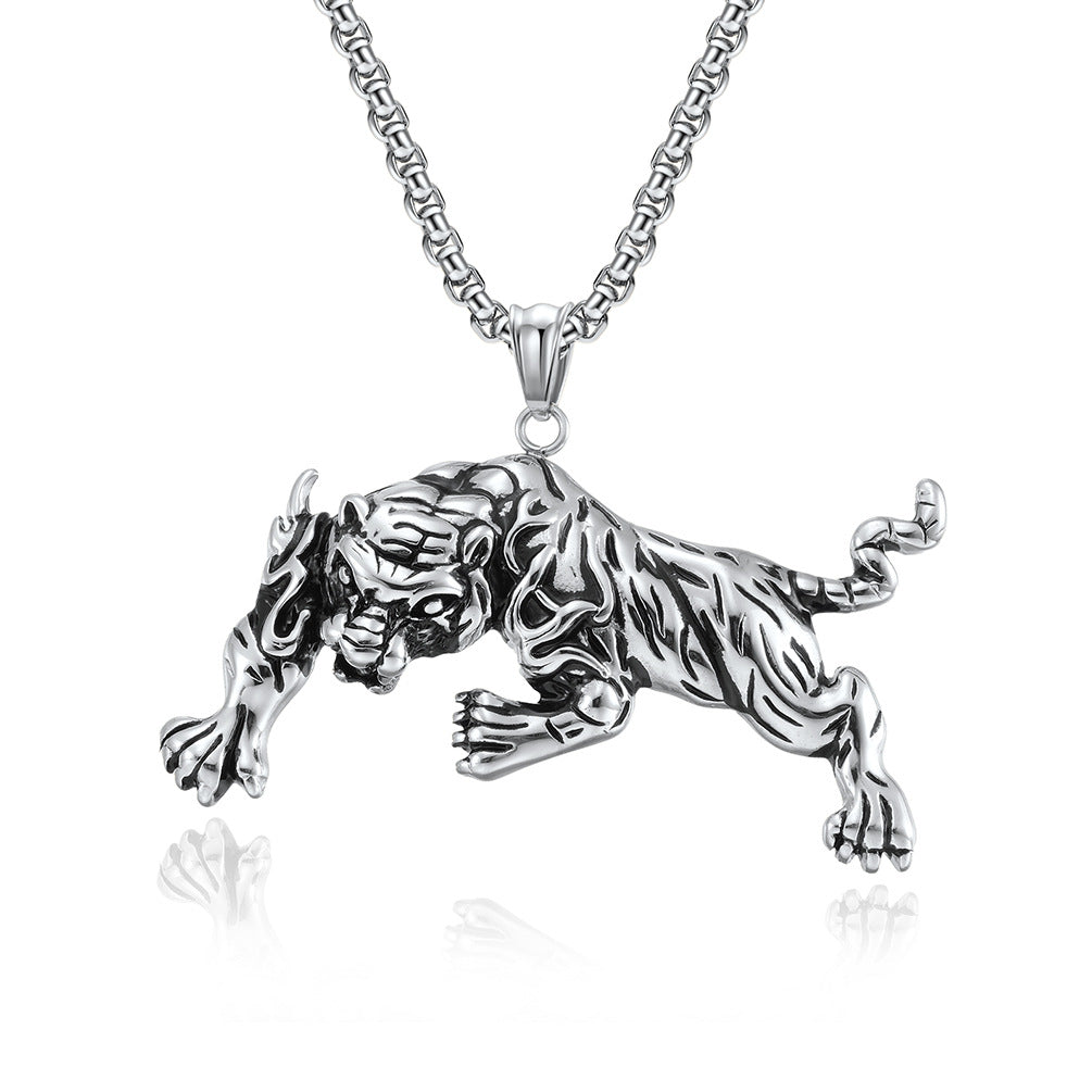 Tiger Head Titanium Steel Necklace For Edgy Punk Fashion Lovers Planderful Domineering Retro Style