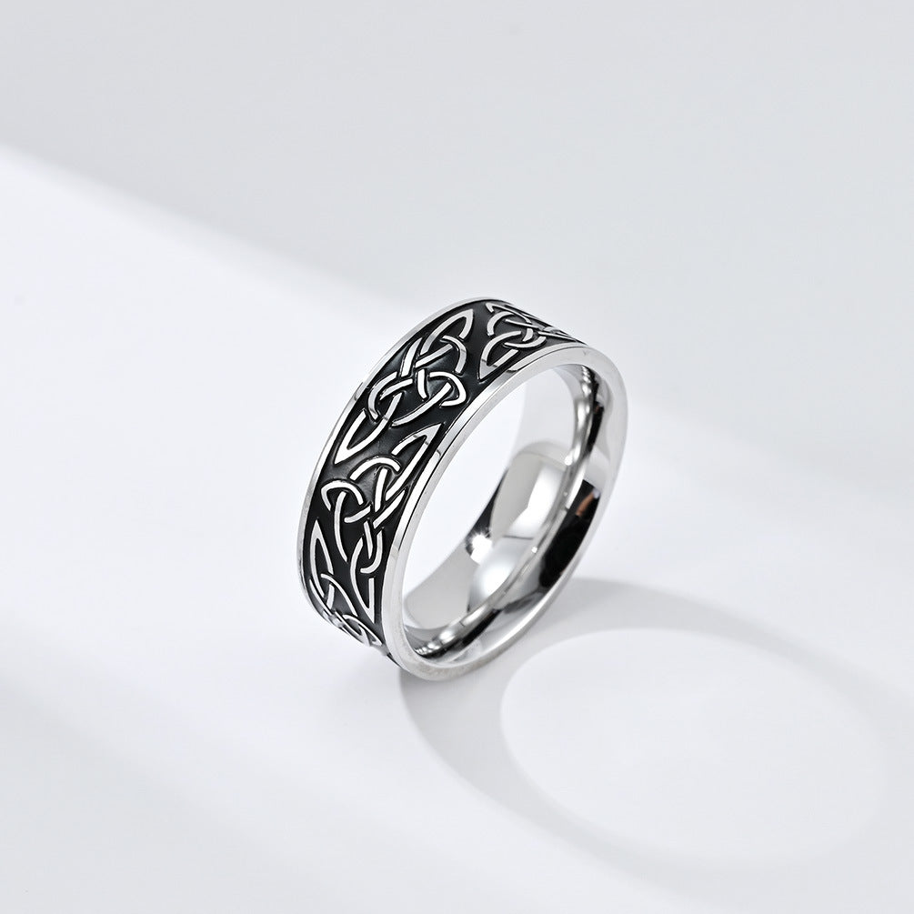 Planderful Celtic Triangle Knot Titanium Ring For Men Durable Stainless Steel Fashion Jewelry