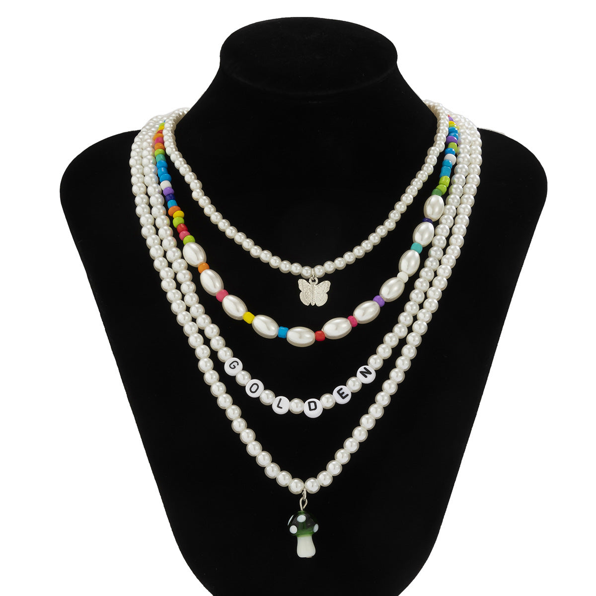 Planderful Butterfly Necklace Creative Mix And Match Multi Mushroom Beaded Pearl Letter Statement For Women Vienna Verve