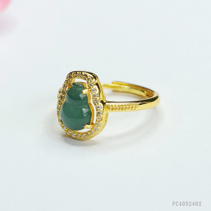 Blue Water Jadeite Gourd 6*9 mm Ring