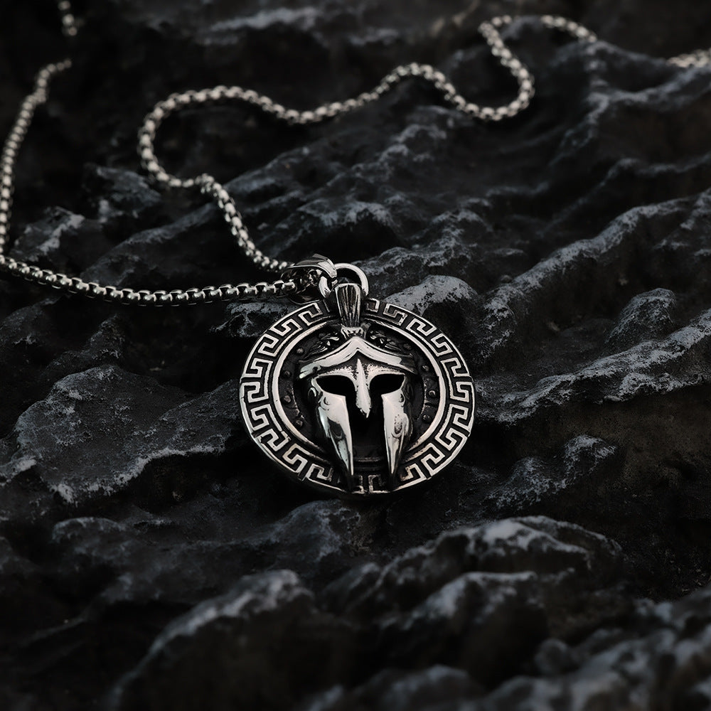 Vintage Ancient Greek Men's Stainless Steel Pendant Spartan Mask