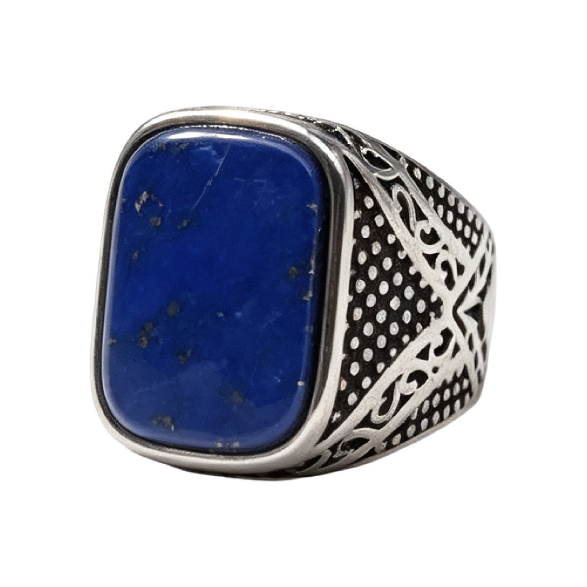Lapis Lazuli Gemstone Titanium Steel Ring