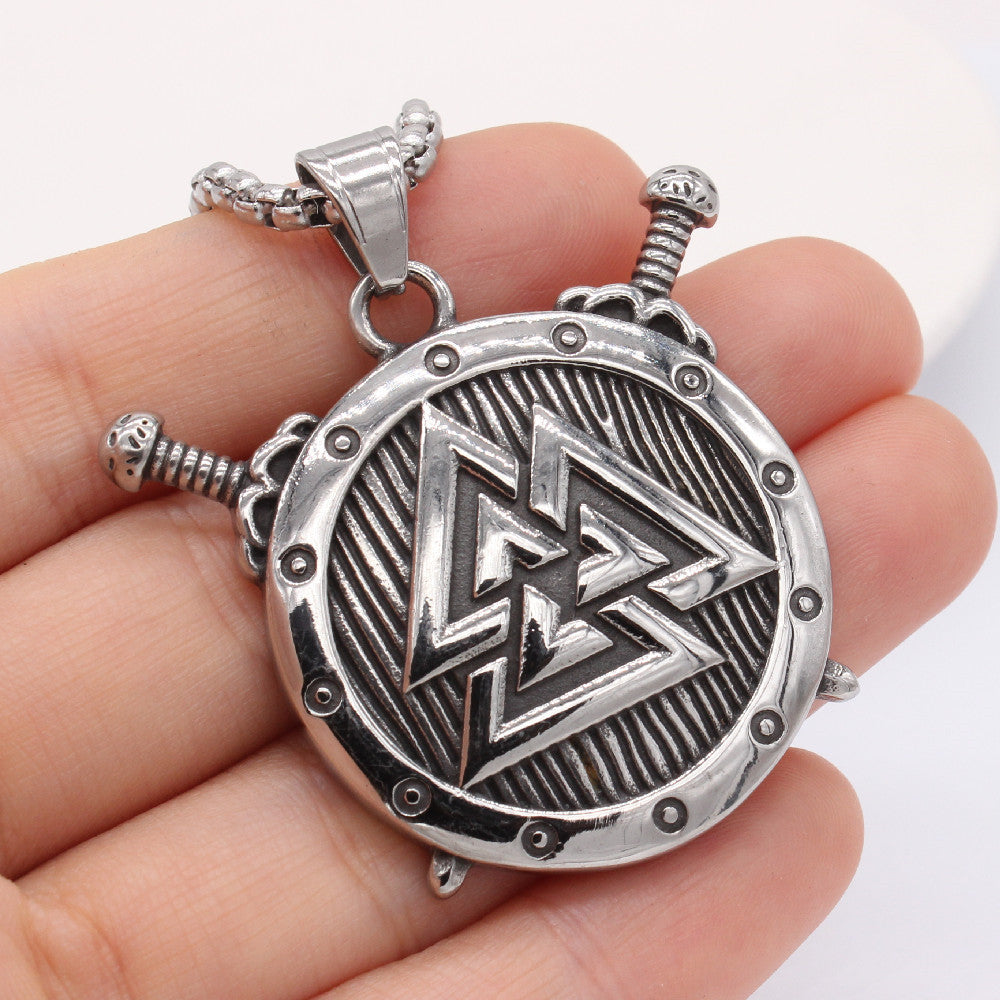 Viking Pendant Titanium Steel Necklace Unisex Shield Protection Symbol For Men Women Planderful Durable