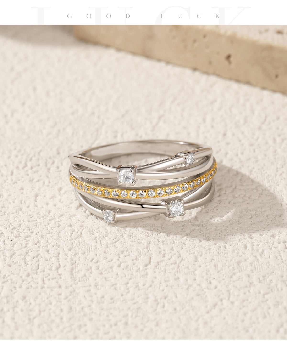925 Sterling Silver Two-Tone Interwoven Ring