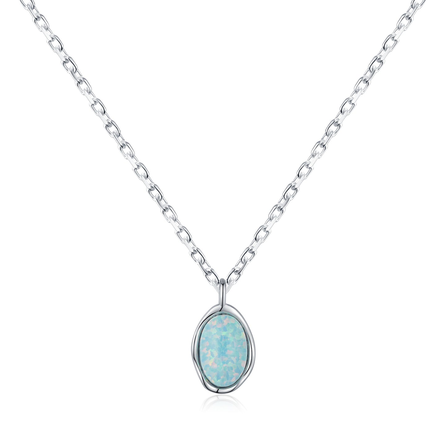 Planderful Everyday Genie S925 Silver Delicate Symphony Opal Necklace – Irregular Wave Design