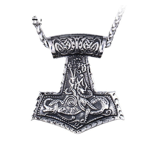 Viking – Thor's Hammer Stainless Steel Pendant – Men's Titanium Steel Pendant Necklace