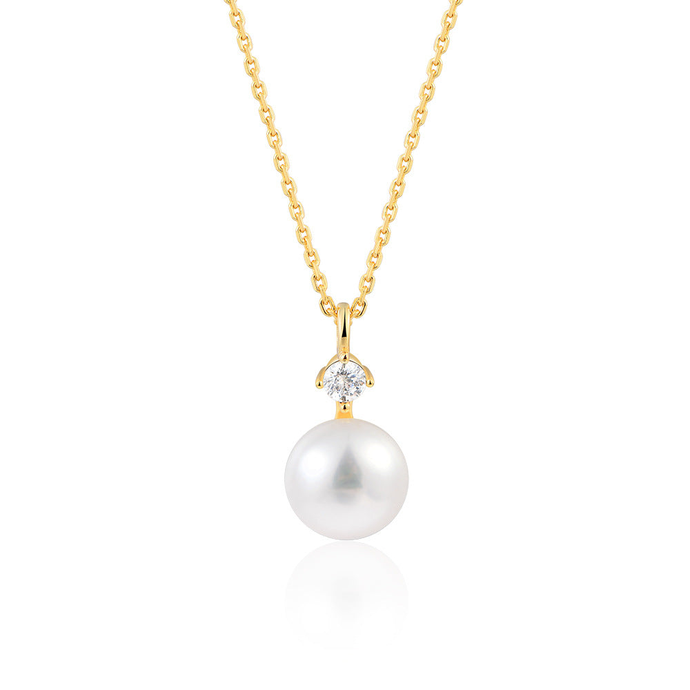 Planderful Shop S925 Sterling Silver Pearl Zircon Necklace For Women Collarbone Length Luxurious Jewelry